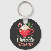 Hot Chocolate Seizoen Kerstliefhebbers Sleutelhanger (Voorkant)