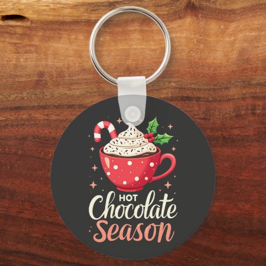 Hot Chocolate Seizoen Kerstliefhebbers Sleutelhanger (Voorkant)
