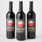 Hot Chocolate Seizoen Kerstliefhebbers Wijn Etiket (Flessen)