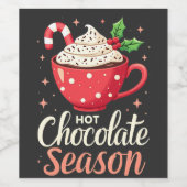 Hot Chocolate Seizoen Kerstliefhebbers Wijn Etiket (Enkel label)