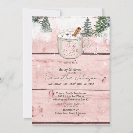 Hot Chocolate Snow Baby Het is koud buiten rustiek Kaart (Voorkant)