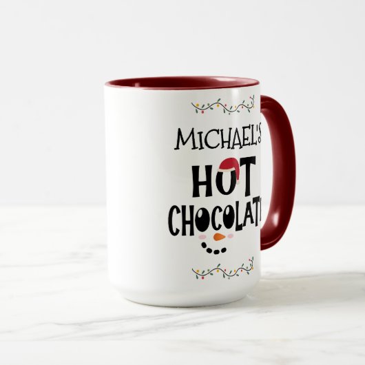 Hot Chocolate Snowman Gezicht voor Kinderen & aang Mok (Voorkant rechts)