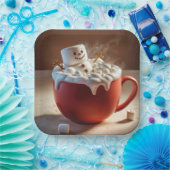 Hot Chocolate Snowman Papieren Bordje (Feest)