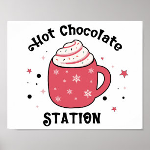 Hot Chocolate Station Retro Vibes teken Poster