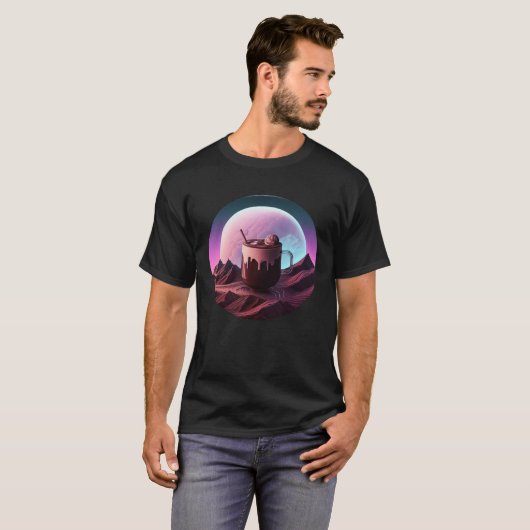 Hot Chocolate Synthwave 80s Retrowave Aesthetic T-shirt (Voorkant volledig)