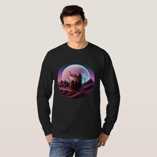 Hot Chocolate Synthwave 80s Retrowave Aesthetic T-shirt (Voorkant volledig)