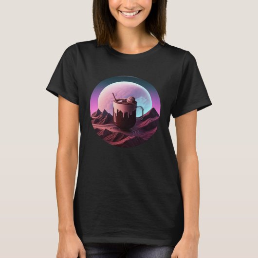 Hot Chocolate Synthwave 80s Retrowave Aesthetic T-shirt (Voorkant)