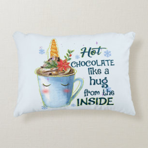 Hot Chocolate Unicorn Gezellige eenhoorn winter Accent Kussen