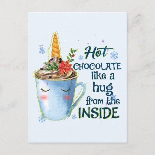 Hot Chocolate Unicorn | Gezellige eenhoorn winter Briefkaart (Voorkant)