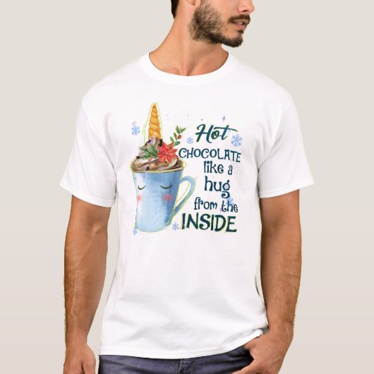 Hot Chocolate Unicorn | Gezellige eenhoorn winter T-shirt (Voorkant)