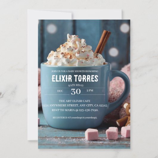 Hot Chocolate w / slagroom Gezellig Baby shower Kaart (Voorkant)