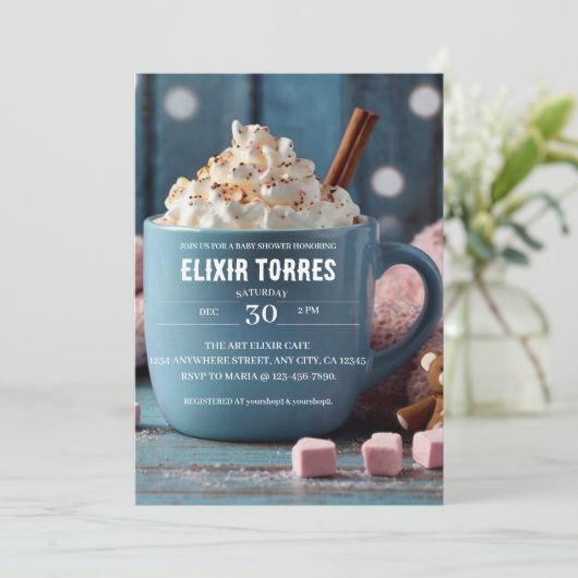 Hot Chocolate w / slagroom Gezellig Baby shower Kaart (Staand voorkant)