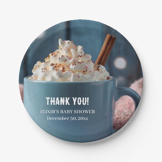 Hot Chocolate w / slagroom Gezellig Baby shower Papieren Bordje (Voorkant)
