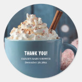 Hot Chocolate w / slagroom Gezellig Baby shower Ronde Sticker (Voorkant)