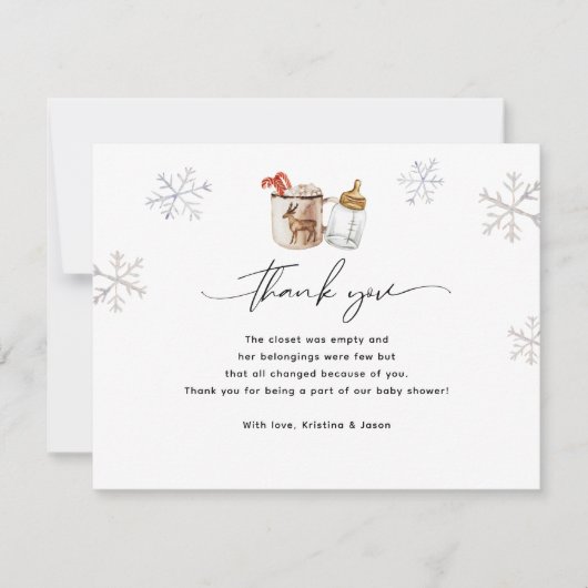 Hot Chocolate Winter Baby shower Bedankkaart (Voorkant)