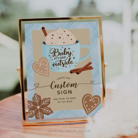 Hot Chocolate Winter Baby shower Boy Custom Sign