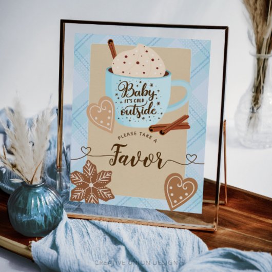 Hot Chocolate Winter Baby shower Boy Favors Sign