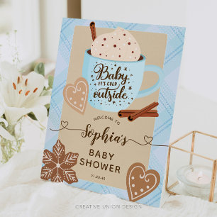 Hot Chocolate Winter Baby shower Boy Welkomstbord Reclamebord Met Voetstuk