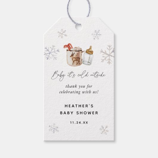 Hot Chocolate Winter Baby shower Favorieten Cadeaulabel (Voorkant)