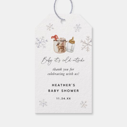Hot Chocolate Winter Baby shower Favorieten Cadeaulabel (Achterkant)