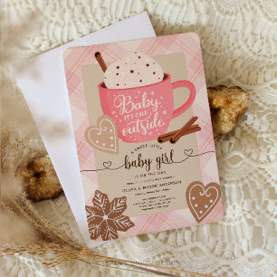 Hot Chocolate Winter Baby shower Meisje Baby Kaart