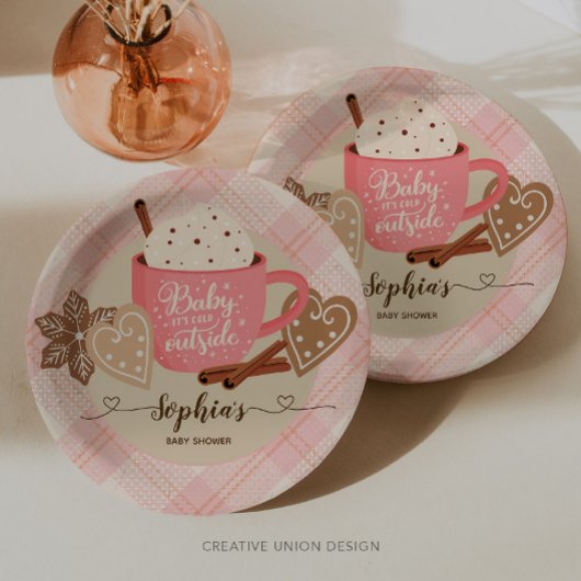 Hot Chocolate Winter Baby shower Meisje Papieren Bordje