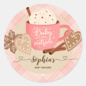 Hot Chocolate Winter Baby shower Meisje Ronde Sticker (Voorkant)