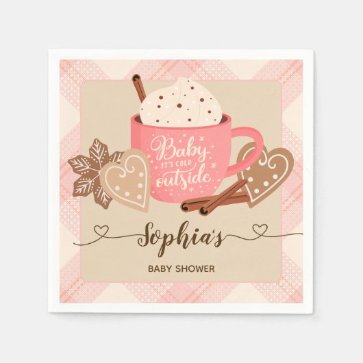 Hot Chocolate Winter Baby shower Meisje Servet (Voorkant)