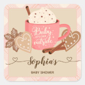 Hot Chocolate Winter Baby shower Meisje Vierkante Sticker (Voorkant)