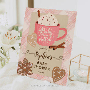Hot Chocolate Winter Baby shower Meisje Welkom Tek Reclamebord Met Voetstuk