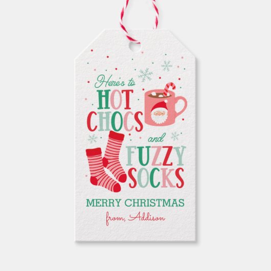 Hot Chocs en Fuzzy Sokken Gift Label Cadeaulabel (Voorkant)
