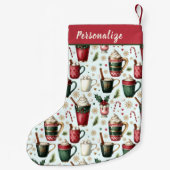 Hot Christmas Holiday Drinks Pattern Personalized Kleine Kerstsok (Achterkant)