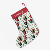 Hot Christmas Holiday Drinks Pattern Personalized Kleine Kerstsok (Achterkant (Hangend))