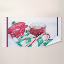 Hot-coacacaoplannen en snoeprietkerstmis bad handdoek
