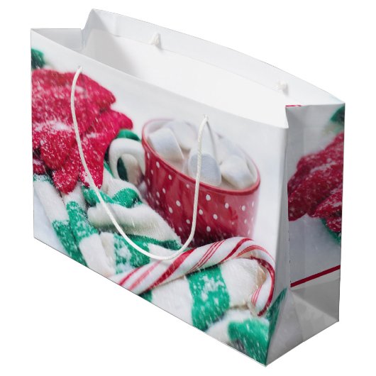 Hot-coacacaoplannen en snoeprietkerstmis groot cadeauzakje (Achterkant Gekanteld)