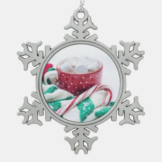 Hot-coacacaoplannen en snoeprietkerstmis tin sneeuwvlok ornament (Voorkant)
