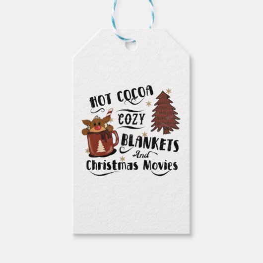 Hot Cocaca Cozy Blankets Kerstfilms Cute Cadeaulabel (Voorkant)