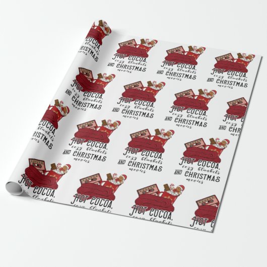 Hot Cocaca Cozy Blankets Kerstfilms Cute Cadeaupapier (Uitgerold)