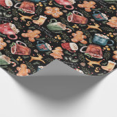 Hot Cocaca Gingerbrood Cookies Rustige kerst Cadeaupapier (Hoek)