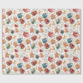 Hot Cocaca Gingerbrood Cookies Rustige kerst Cadeaupapier (Vlak)