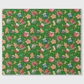 Hot Cocaca Gingerbrood Cookies Rustige kerst Cadeaupapier (Vlak)