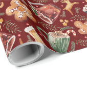 Hot Cocaca Gingerbrood Cookies Rustige kerst Cadeaupapier (Rol Hoek)