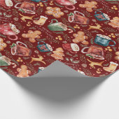 Hot Cocaca Gingerbrood Cookies Rustige kerst Cadeaupapier (Hoek)