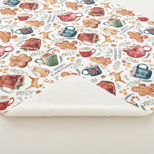 Hot Cocaca Gingerbrood Cookies Rustige kerst Sherpa Deken (3/4)