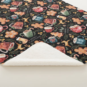 Hot Cocaca Gingerbrood Cookies Rustige kerst Sherpa Deken