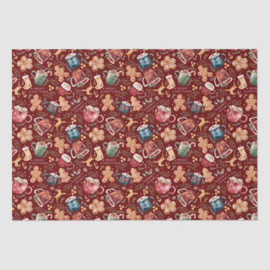 Hot Cocaca Gingerbrood Cookies Rustige kerst Tissuepapier (Voorkant)