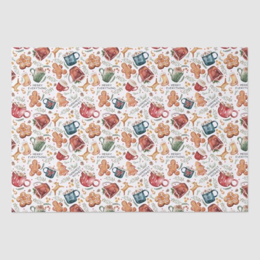 Hot Cocaca Gingerbrood Cookies Rustige kerst Tissuepapier (Voorkant)