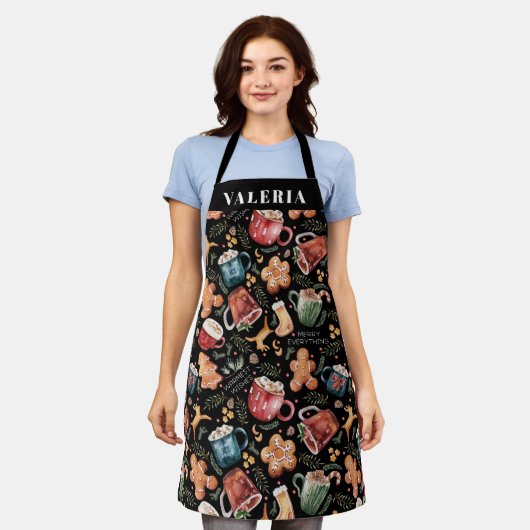 Hot Cocaca Gingerbrood Koekjes Rustige kerstapr Schort (Gedragen)