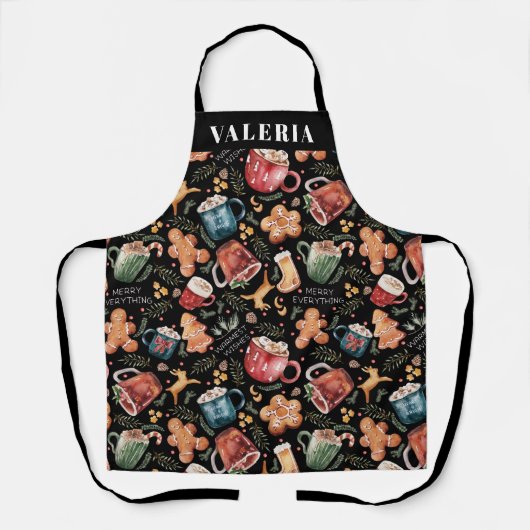 Hot Cocaca Gingerbrood Koekjes Rustige kerstapr Schort (Voorkant)