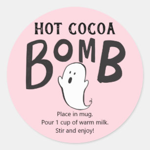 Hot Coco Bomb Roze Baby shower Ghost Ronde Sticker